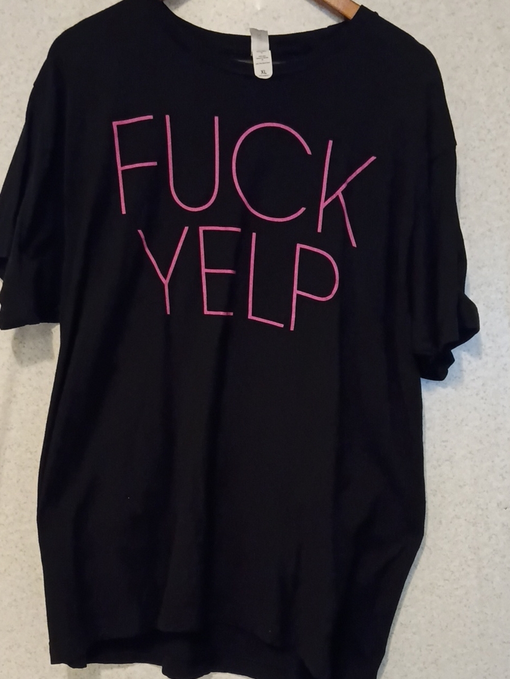 Tultex Black Short-Sleeve Tee with Pink Graphic Text